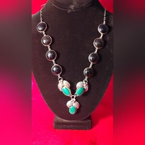 Elegant Black and Green Necklace